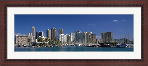 Framed Honolulu, Hawaii Skyline Print
