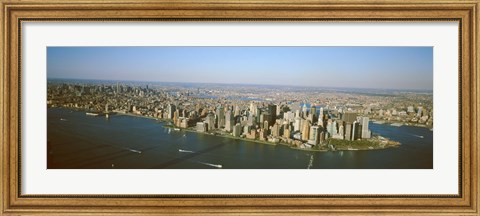 Framed USA, New York, New York City, Aerial view of Lower Manhattan Print