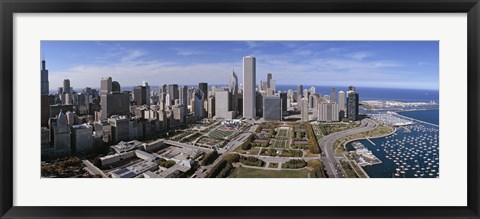 Framed USA, Illinois, Chicago, Millennium Park, Pritzker Pavilion, aerial view of a city Print