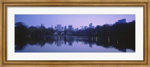 Framed USA, New York State, New York City, Central Park Lake, Skyscrapers in a city Print