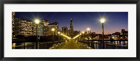 Framed Buildings lit up at night, Transamerica Pyramid, San Francisco, California, USA Print