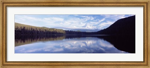 Framed Reflection of clouds in a lake, Mt Hood viewed from Lost Lake, Mt. Hood National Forest, Hood River County, Oregon, USA Print