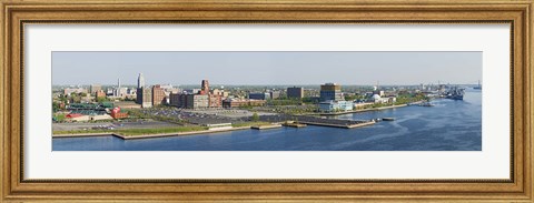 Framed Buildings at the waterfront, Adventure Aquarium, Delaware River, Camden, Camden County, New Jersey, USA Print