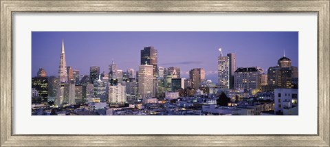 Framed High angle view of San Francisco at dusk, California Print