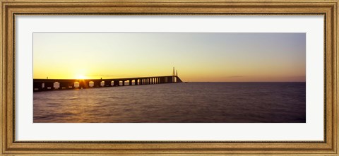 Framed Bridge at sunrise, Sunshine Skyway Bridge, Tampa Bay, St. Petersburg, Pinellas County, Florida, USA Print