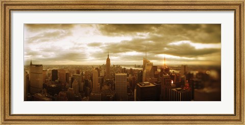 Framed Manhattan on a Cloudy Day Print