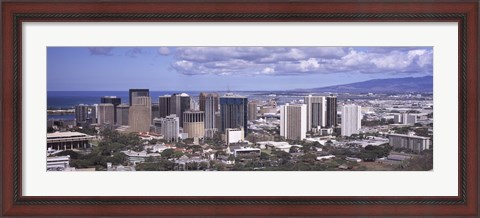 Framed High angle view of a city, Honolulu, Oahu, Honolulu County, Hawaii, USA 2010 Print