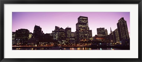 Framed San Francisco Waterfront Lit Up at Dusk, California, USA Print