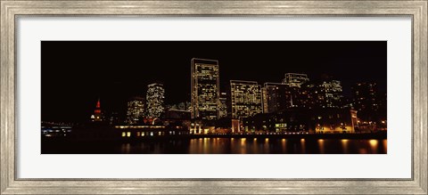 Framed Buildings at the waterfront lit up at night, San Francisco Print