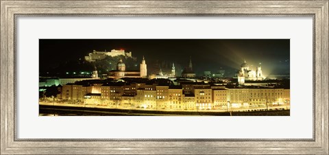 Framed Cityscape night Salzburg, Austria Print