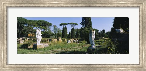 Framed Ruins of statues in a garden, Ostia Antica, Rome, Italy Print