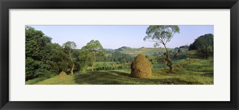 Framed Haystack at the hillside, Transylvania, Romania Print