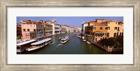 Framed High angle view of ferries in a canal, Grand Canal, Venice, Italy Print