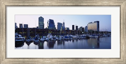 Framed Boats Docked At A Harbor, Puerto Madero, Buenos Aires, Argentina Print