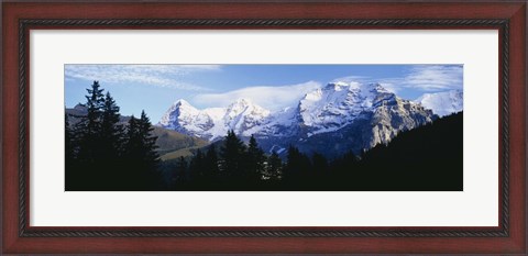 Framed Snow covered mountains on a landscape, Bernese Oberland, Switzerland Print