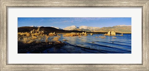 Framed Lake with mountains in the background, Mono Lake, Eastern Sierra, Californian Sierra Nevada, California, USA Print