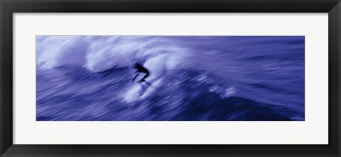 Framed High angle view of a person surfing in the sea, USA Print