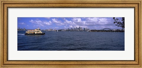 Framed Ferry in the sea with a bridge in the background, Sydney Harbor Bridge, Sydney Harbor, Sydney, New South Wales, Australia Print