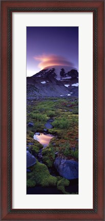 Framed Clouds over a snowcapped mountain, Mt Rainier, Washington State, USA Print