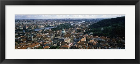 Framed Aerial view of Prague, Czech Republic Print