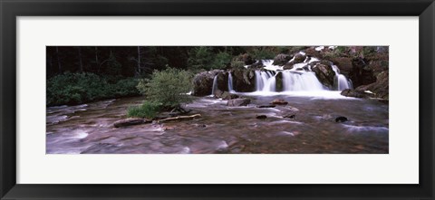 Framed Waterfall in a forest, US Glacier National Park, Montana, USA Print