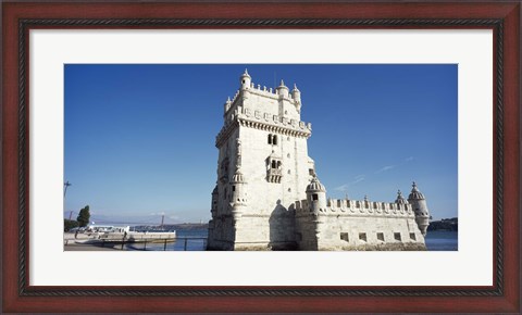 Framed Tower at the riverbank, Belem Tower, Lisbon, Portugal Print