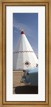 Framed Car with a teepee in the background, Wigwam Motel, Route 66, Holbrook, Navajo County, Arizona, USA Print