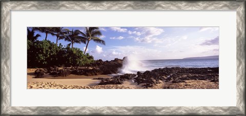 Framed Rock formations at the coast, Maui Coast, Makena, Maui, Hawaii, USA Print