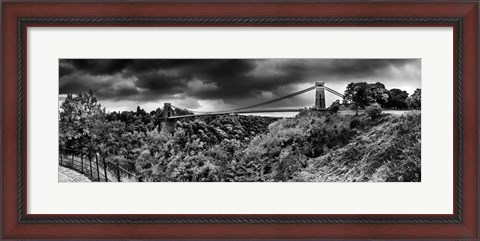 Framed Dark clouds over a suspension bridge, Clifton Suspension Bridge, Bristol, England Print