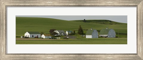 Framed Farm with double barns in wheat fields, Washington State, USA Print