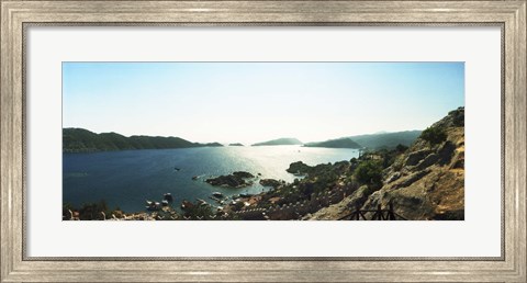 Framed View of village and sea, Kekova, Lycia, Antalya Province, Turkey Print