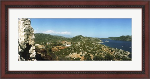 Framed Aerial view from the Byzantine Castle, Kekova, Lycia, Antalya Province, Turkey Print