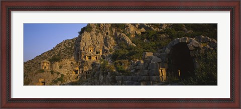 Framed Tombs on a cliff, Lycian Rock Tomb, Antalya, Turkey Print