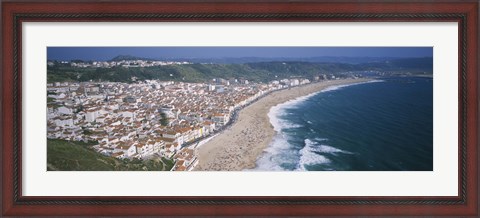 Framed High angle view of a town, Nazare, Leiria, Portugal Print