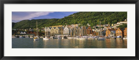 Framed Boats in a River, Bergen, Hordaland, Norway Print