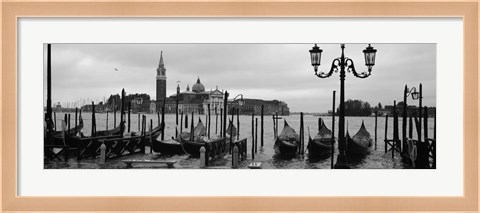 Framed Gondolas with a church in the background, Church Of San Giorgio Maggiore, San Giorgio Maggiore, Venice, Veneto, Italy Print