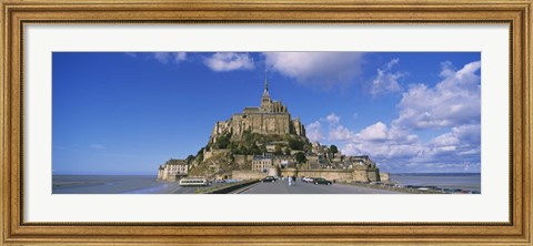 Framed Road leading towards a church, Le Mont Saint Michel, Normandy, France Print