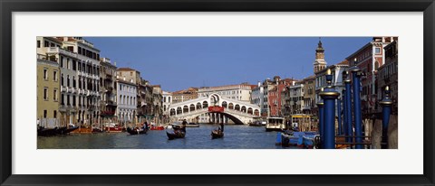 Framed Bridge across a canal, Rialto Bridge, Grand Canal, Venice, Veneto, Italy Print