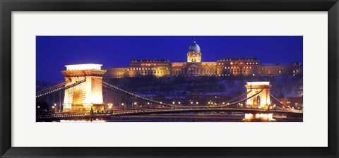 Framed Chain Bridge, Royal Palace, Budapest, Hungary Print