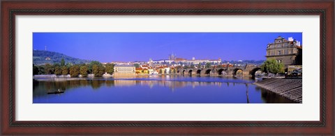 Framed Birght Purple Sky Over Charles Bridge, Prague, Czech Republic Print