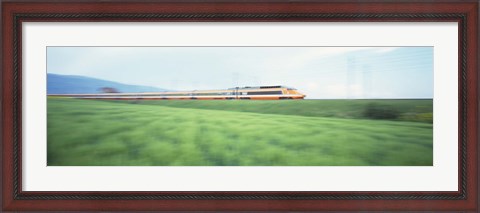 Framed TGV High-speed Train passing through a grassland Print