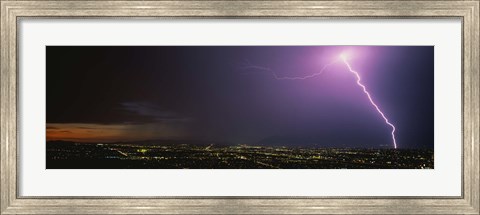 Framed Lightning Storm at Night Print