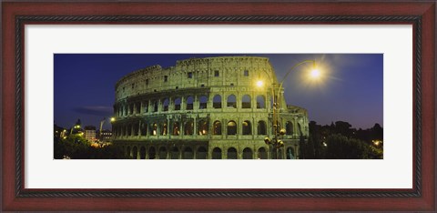 Framed Ancient Building Lit Up At Night, Coliseum, Rome, Italy Print