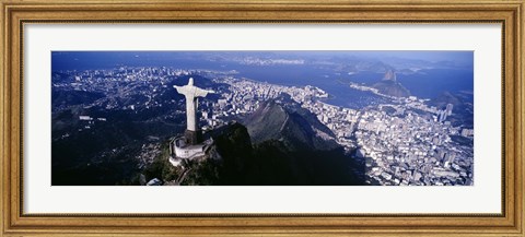 Framed View of Christ the Redeemer and Rio De Janeiro, Brazil Print