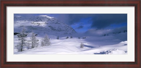 Framed Snowcapped mountain in a polar landscape, Simplon pass, Switzerland Print