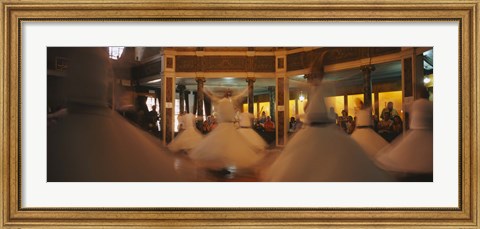 Framed Dervishes dancing at a ceremony, Istanbul, Turkey Print