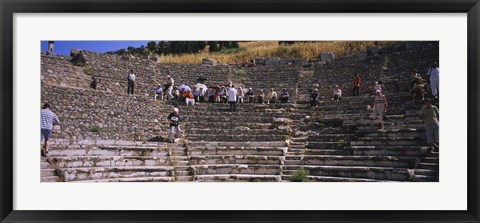 Framed Tourists at old ruins of an amphitheater, Odeon, Ephesus, Turkey Print