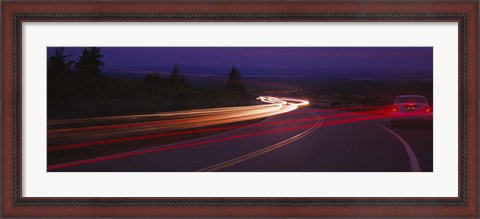 Framed Cars moving on the road, Mount Desert Island, Acadia National Park, Maine, USA Print