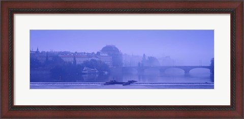 Framed Arch bridge across a river, National Theatre, Legii Bridge, Vltava River, Prague, Czech Republic Print