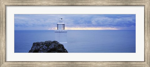 Framed Lighthouse at the seaside, Start Point Lighthouse, Devon, England Print